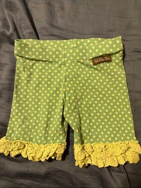Matilda Jane Kelly Green with lime Polka Dot Ruffle Shorties